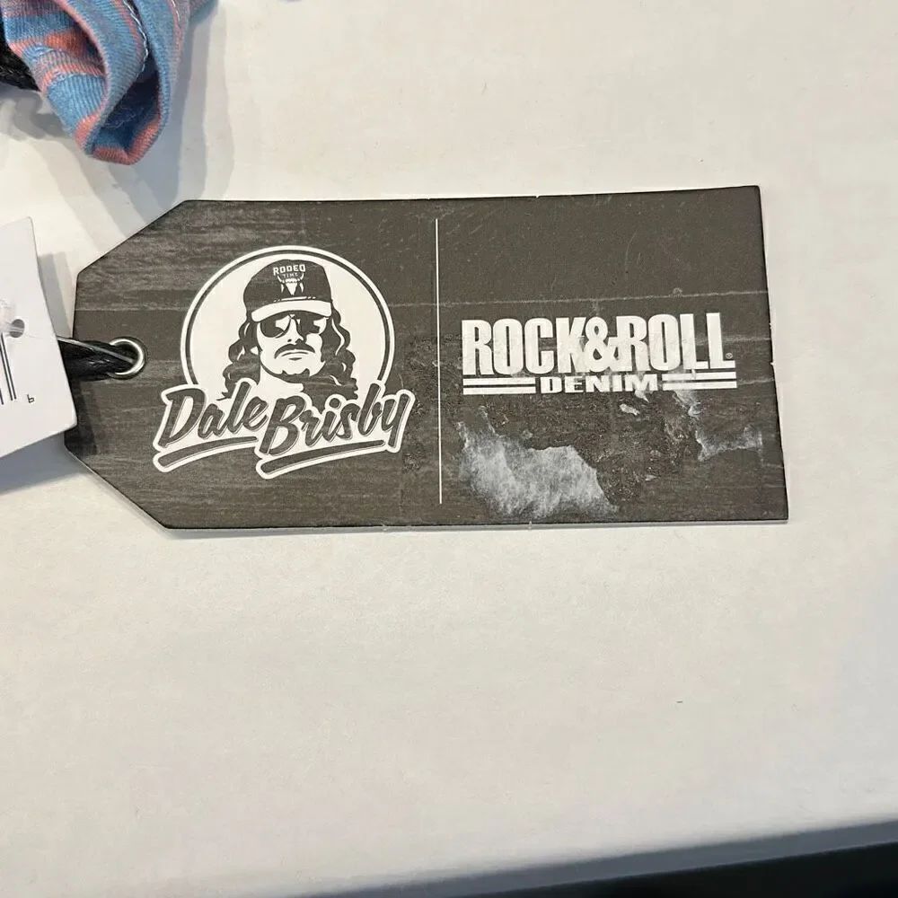 NWT Rock & Roll Denim Dale Brisby Pocket T-Shirt Powder Blue Crew Neck Tee - Picture 4 of 5